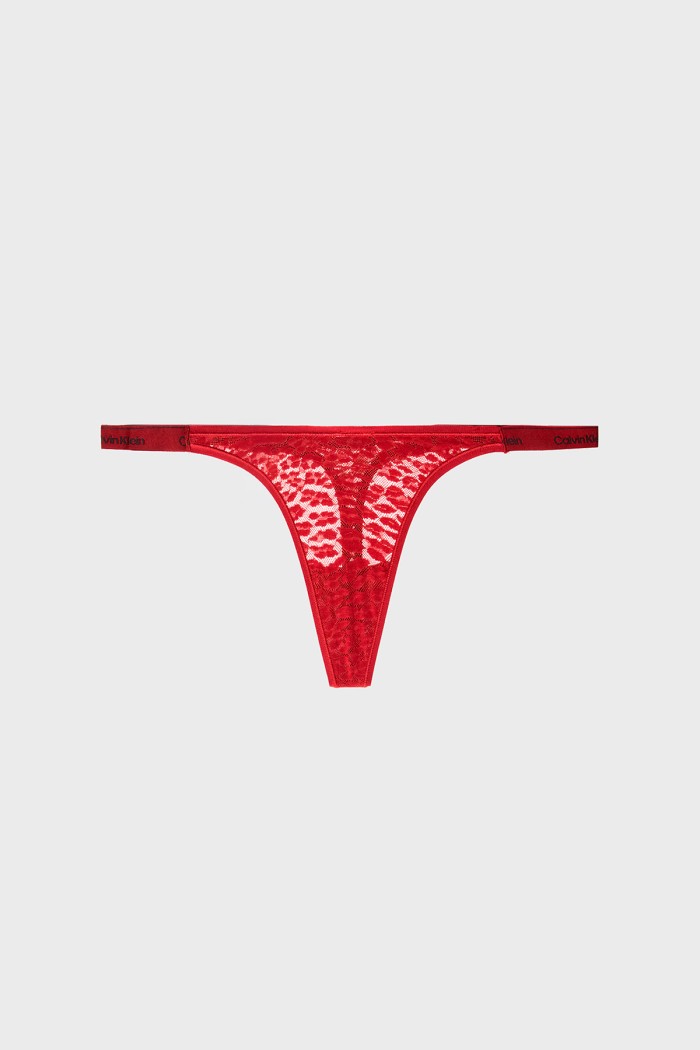Calvin Klein κυλοτάκι string σε κόκκινο χρώμα με δαντέλα και το λογότυπο της εταιρείας .79%nylon 21%elastane 000QD5154E-VMT