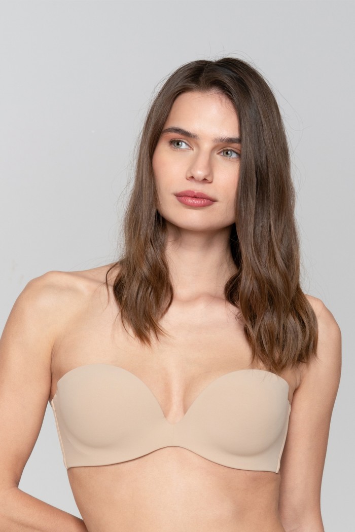 Luna γυναικείο σουτιέν strapless, με αποσπώμενη ενίσχυση στο εσωτερικό του και αποσπώμενες τιράντες (B cup) 11062-NUDE