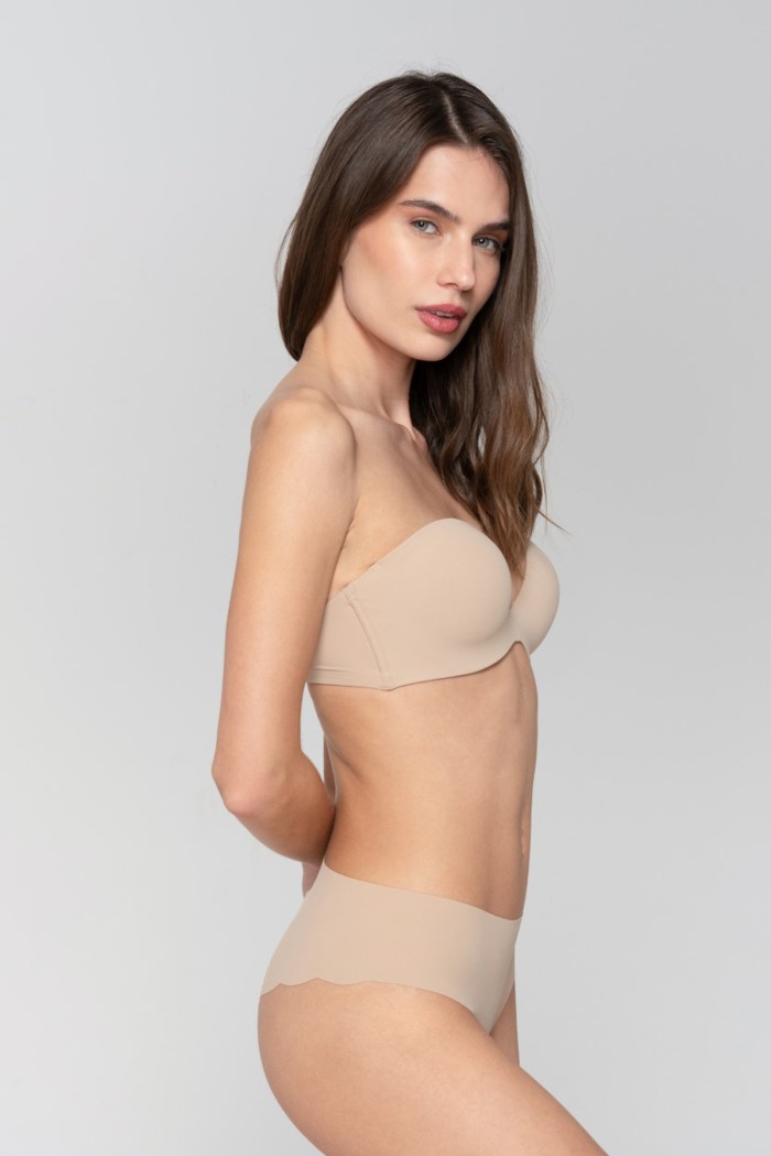 Luna γυναικείο σουτιέν strapless, με αποσπώμενη ενίσχυση στο εσωτερικό του και αποσπώμενες τιράντες (D cup) 11064-NUDE