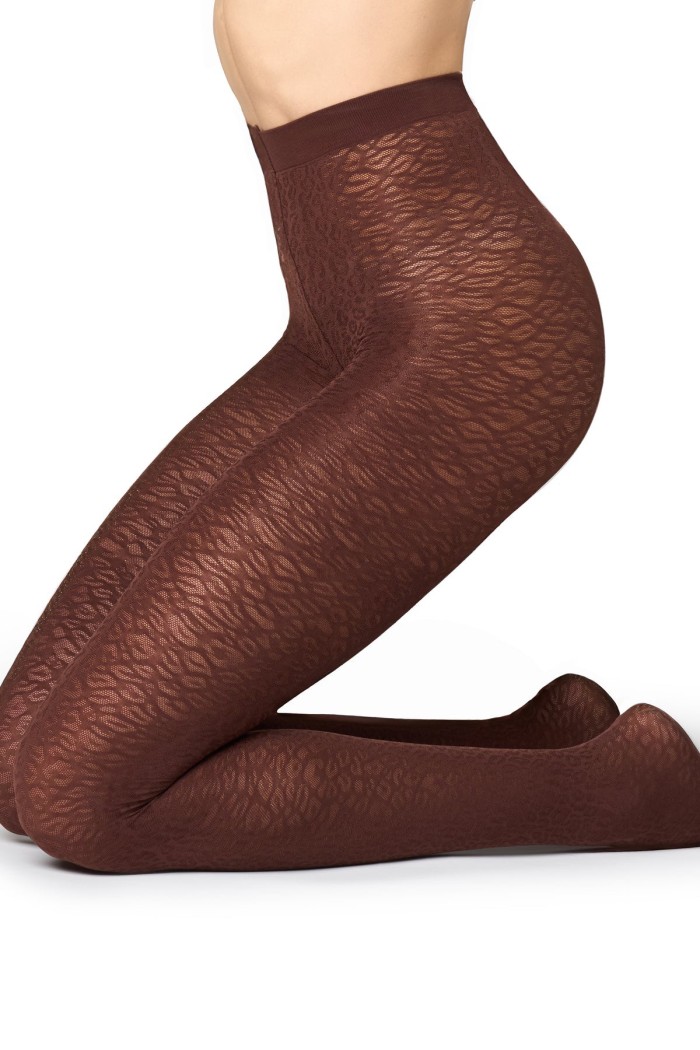 Golden Lady καλσόν opaque σε καφέ χρώμα με σχέδιο 156FFF-CHOCOLATE