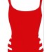 Bluepoint γυναικείο μαγιό ολόσωμο με λάστιχα στο πλαι κόκκινο,κανονική γραμμή,100%polyester 22058095-07