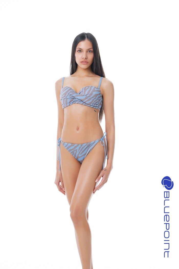 Bluepoint γυναικείο μαγιό (κάτω μέρος) με lurex ύφασμα σε λιλά χρώμα με animal σχέδιο. Δέσιμο στο πλάι με λεπτό κορδόνι 25065000-25