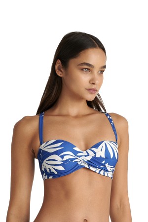 Blu4u γυναικείο μαγιό (επάνω μέρος), strapless D cup. Σε μπλε και άσπρο χρώμα με σχέδιο, μονή επένδυση στο στήθος και αποσπώμενη τιράντα 25366194D-14