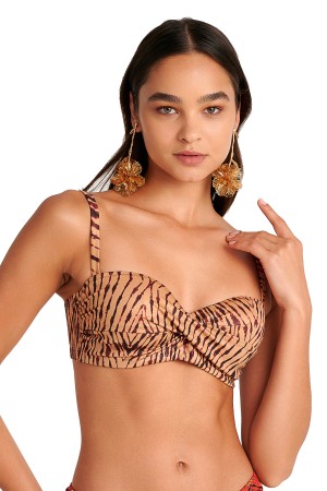 Blu4u γυναικείο μαγιό lurex (επάνω μέρος), strapless D cup με αποσπώμενη και ρυθμιζόμενη τιράντα. Σε χρυσό χρώμα και lurex ύφασμα. 25366212D-20