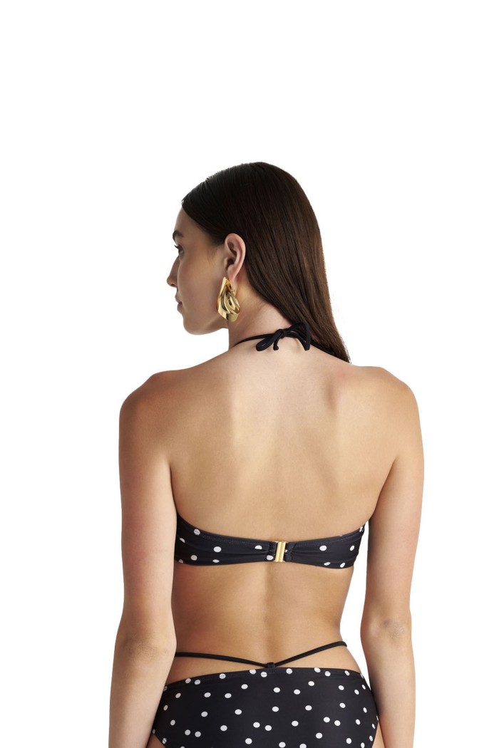 Blu4u γυναικείο μαγιό (επάνω μέρος) strapless B cup. Σε μαύρο χρώμα με πουά άσπρο σχέδιο, μονή επένδυση στο στήθος με αφαιρούμενα pads 25366272-02