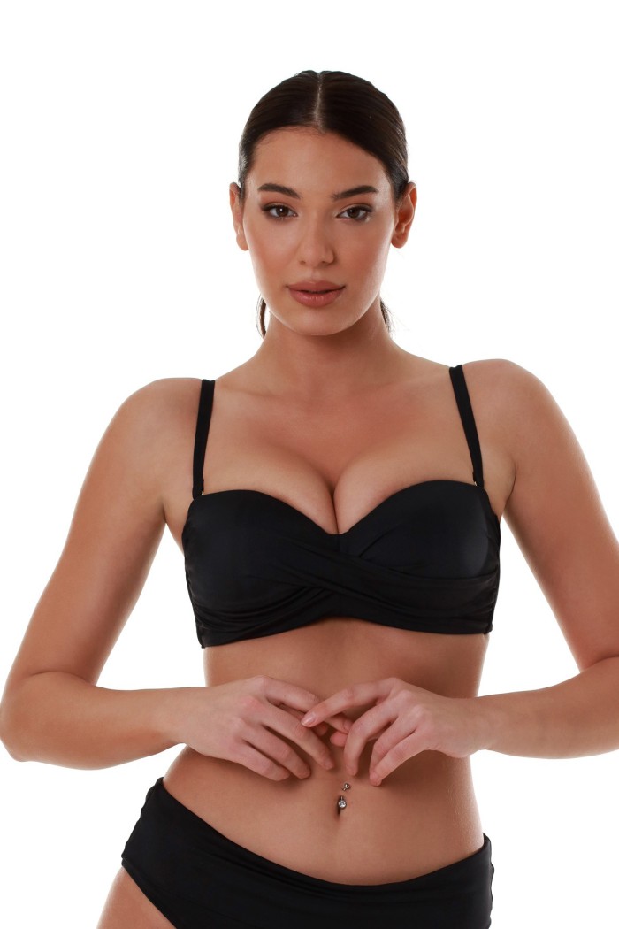 Bluepoint γυναικείο μαγιό επάνω μέρος strapless D cup! Με μπανέλα, ρυθμιζόμενη και αποσπώμενη τιράντα. Κούμπωμα στο πίσω μέρος 26066093D-02
