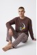 Koza Underwear ανδρική πυτζάμα βαμβακερή μακρυμάνικη με σχέδιο, κανονική γραμμή 96%cotton 4%elastane 26633-BROWN