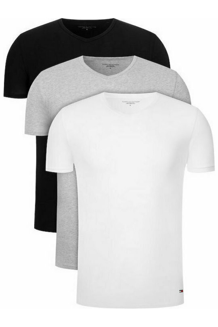 Tommy Hilfiger ανδρικό φανελάκι v-neck 3pack (λευκό-γκρι-μαύρο) 2S87903767 004