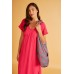 Harmony λινό φόρεμα θαλάσσης κοντό με κοντό μανίκι σε φούξια χρώμα και φαρδιά γραμμή 33-506603-FUSCHIA
