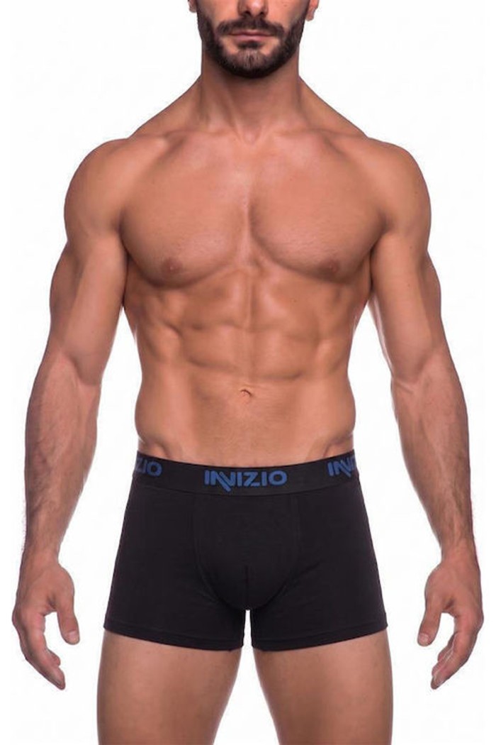 Inizio ανδρικά βαμβακερά boxers (3packs), σε μαύρο χρώμα με διαφορεικό χρώμα στο λάστιχο, στενή γραμμή, 95%cotton 5%elastane 44560-ΑΝΘΡΑΚΙ-ΧΑΚΙ-ΤΖΙΝ