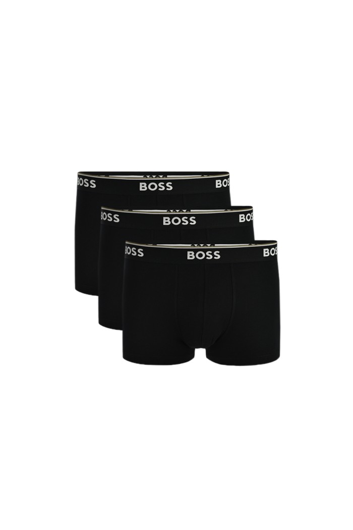 Boss ανδρικά βαμβακερά μποξεράκια 3pack σε μαύρο χρώμα με μαύρο λάστιχο 50475274-001