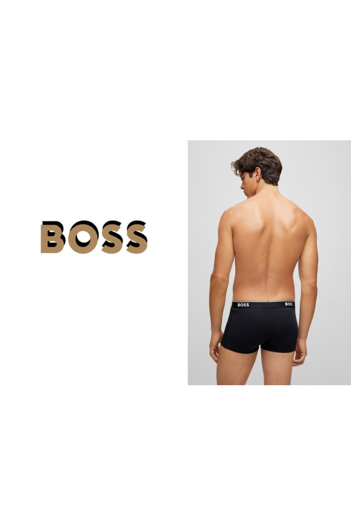Boss ανδρικά βαμβακερά μποξεράκια 3pack σε μαύρο χρώμα με μαύρο λάστιχο 50475274-001