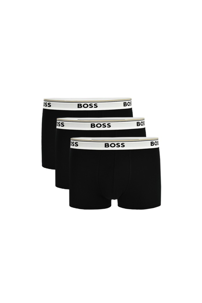 Boss ανδρικά βαμβακερά μποξεράκια 3pack σε μαύρο χρώμα με λευκό λάστιχο 50475274-994