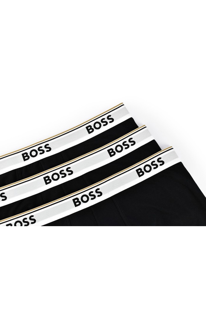 Boss ανδρικά βαμβακερά μποξεράκια 3pack σε μαύρο χρώμα με λευκό λάστιχο 50475274-994