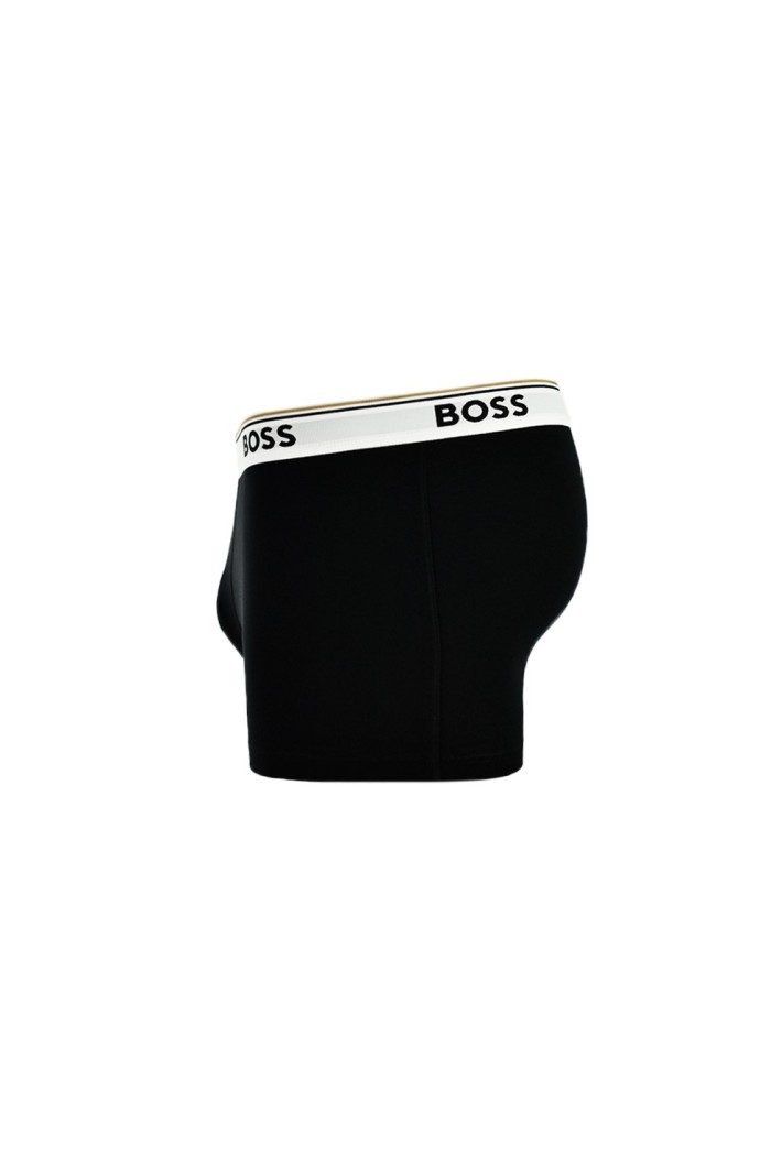 Boss ανδρικά βαμβακερά μποξεράκια 3pack σε μαύρο χρώμα με λευκό λάστιχο 50475274-994