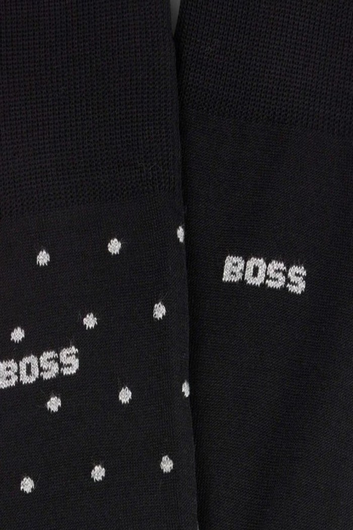 Boss ανδρικές κάλτσες 2pack (gift box) σε μαύρο χρώμα και δύο διαφορετικά σχέδια 50484004-002