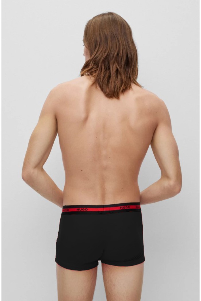 Hugo ανδρικά βαμβακερά μποξεράκια 3pack (3τμχ) σε μαύρο χρώμα με κόκκινη λεπτομέρεια 50492375-002