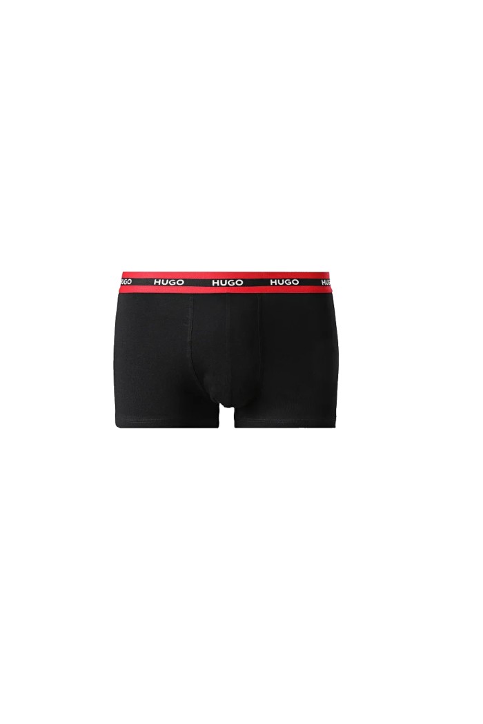 Hugo ανδρικά βαμβακερά 3pack boxers σε μαύρο χρώμα με διαφορετικό χρώμα στο λάστιχο 50492375-973
