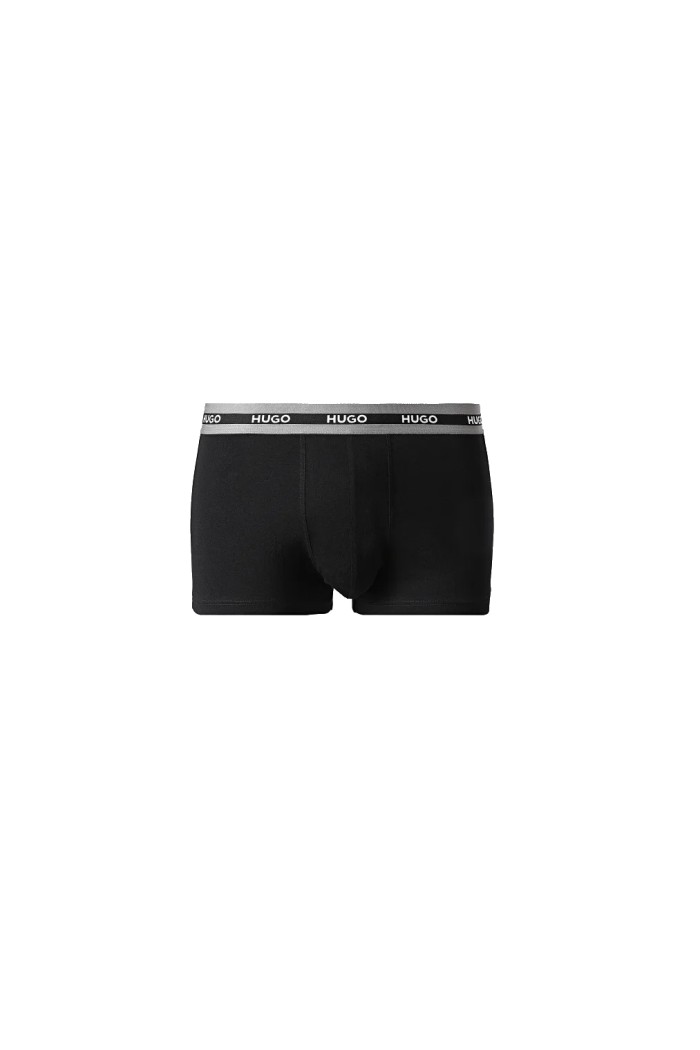 Hugo ανδρικά βαμβακερά 3pack boxers σε μαύρο χρώμα με διαφορετικό χρώμα στο λάστιχο 50492375-973