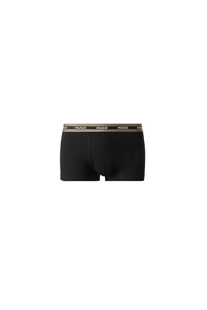 Hugo ανδρικά βαμβακερά 3pack boxers σε μαύρο χρώμα με διαφορετικό χρώμα στο λάστιχο 50492375-973