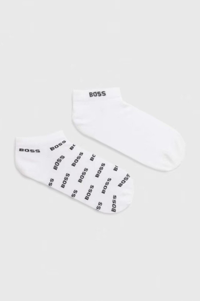 Boss ανδρικές κάλτσες 2pack βαμβακερές σοσόνι σε λευκό χρώμα με διαφορετικό σχέδιο 50511423-100