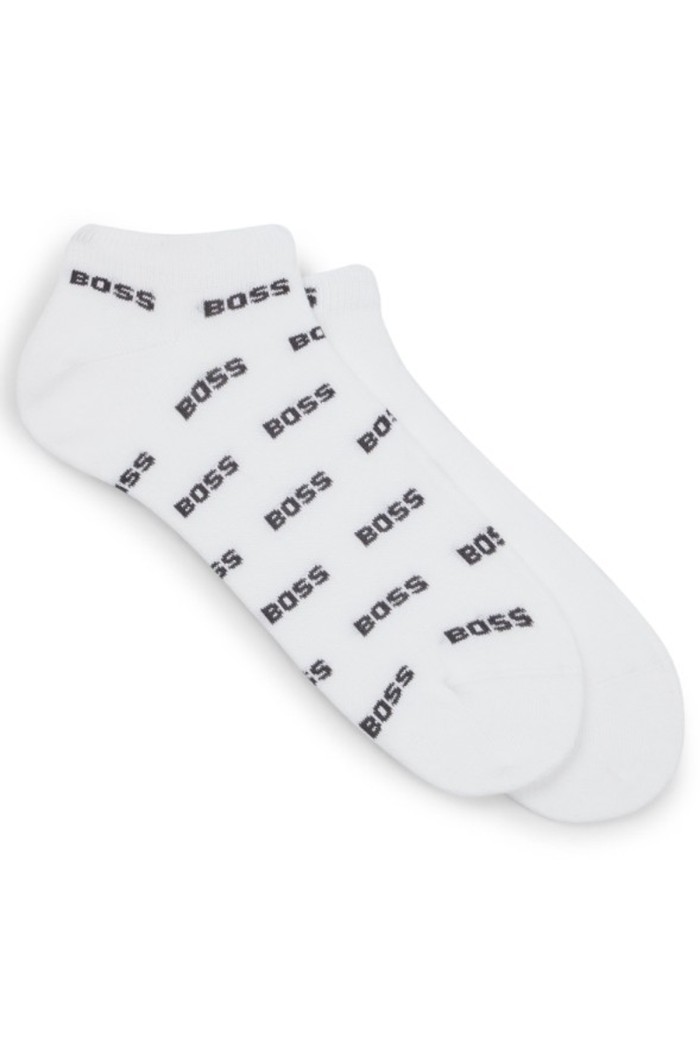 Boss ανδρικές κάλτσες 2pack βαμβακερές σοσόνι σε λευκό χρώμα με διαφορετικό σχέδιο 50511423-100