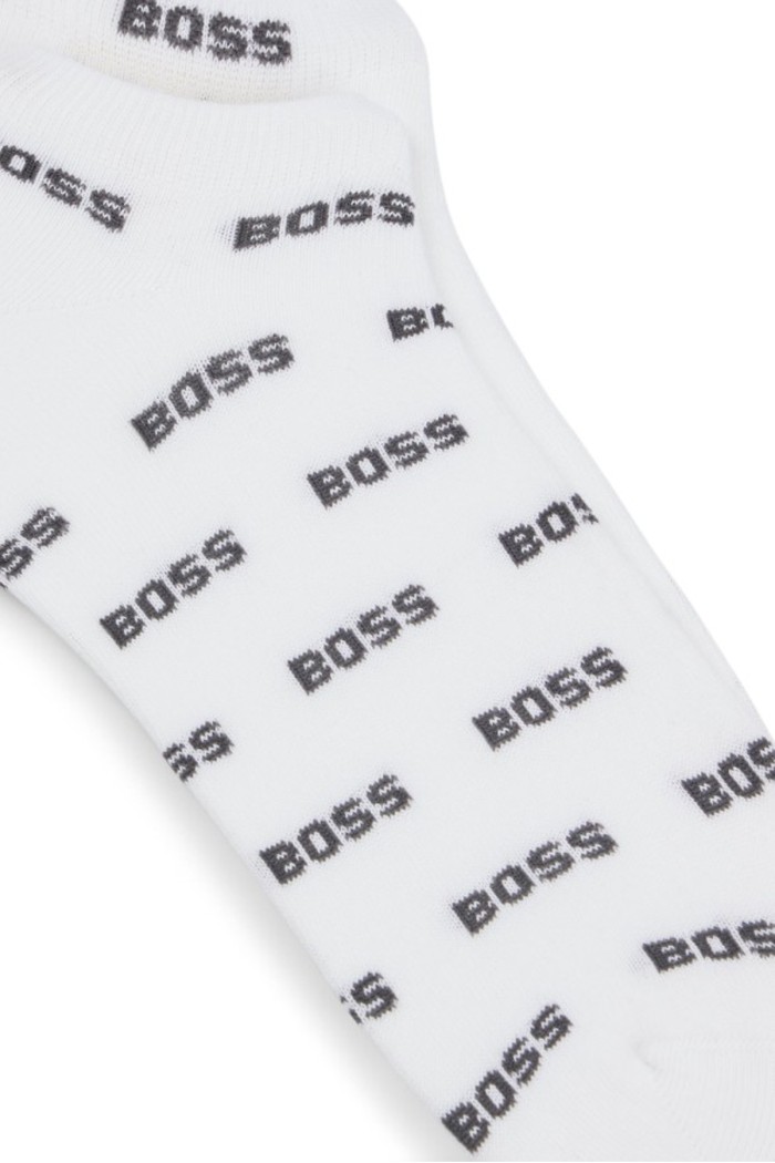 Boss ανδρικές κάλτσες 2pack βαμβακερές σοσόνι σε λευκό χρώμα με διαφορετικό σχέδιο 50511423-100