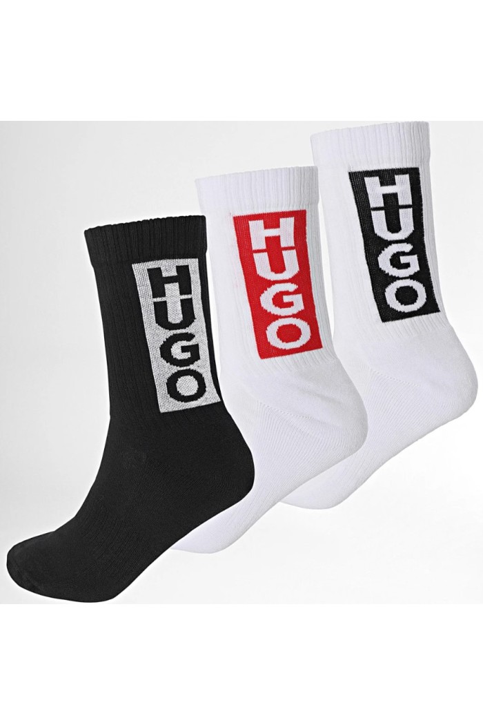 Hugo ανδρικές κάλτσες 3pack σε τρία διαφορετικά χρώματα με σχέδιο 50521068-960