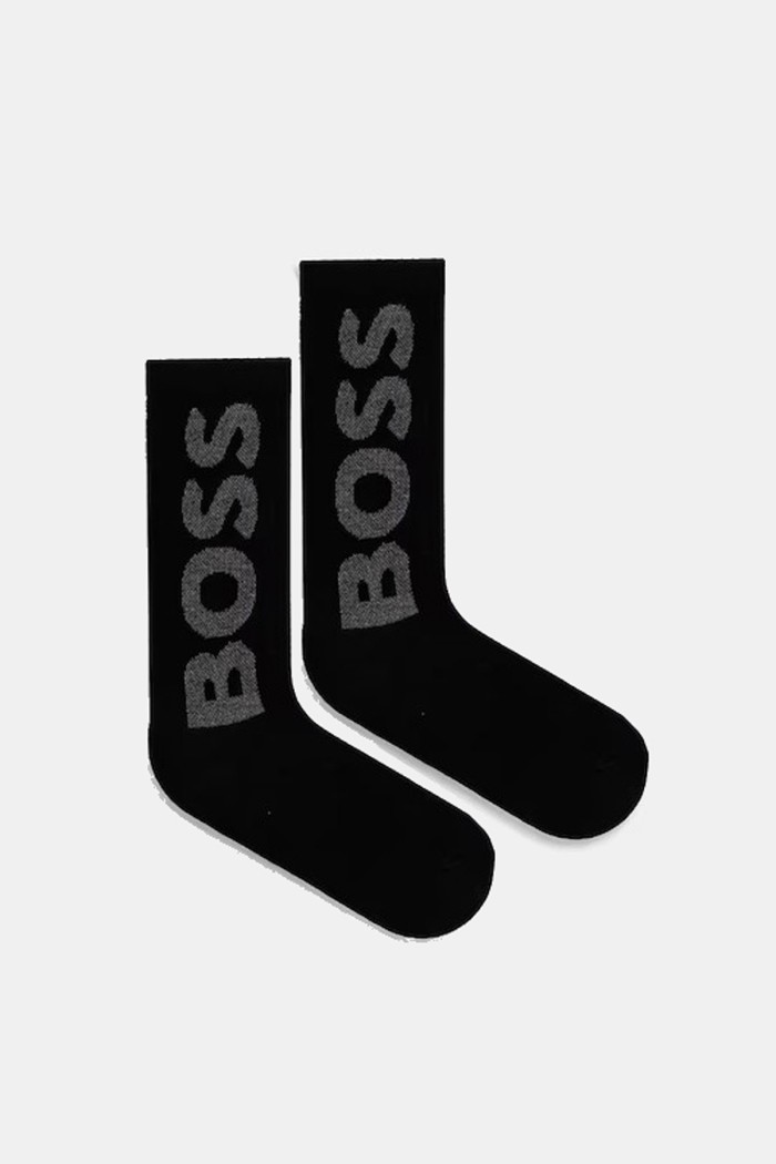 Boss ανδρικές κάλτσες ψηλές (3pack) σε λευκό και μαύρο χρώμα με το λογότυπο τησ εταιρίας  50524259-960