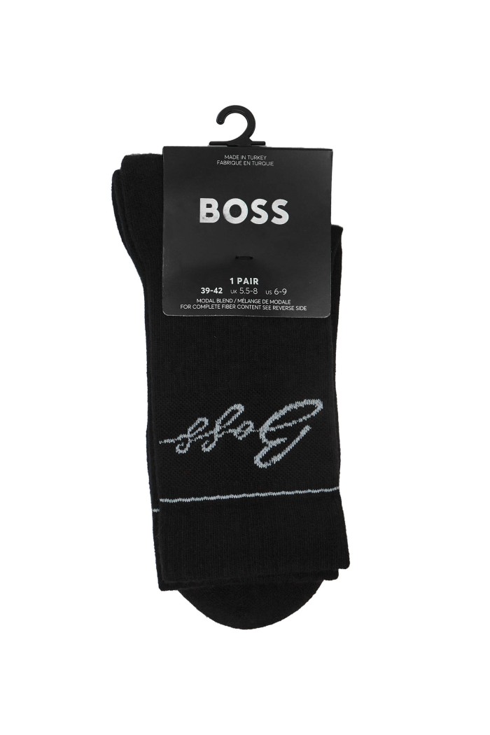 Boss ανδρική βαμβακερή κάλτσα (1pack) σε μαύρο χρώμα! 39%modal 38%cotton 21%polyamide 2%elastane 50531533-001