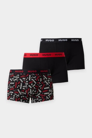 Hugo ανδρικά βαμβακερά 3pack boxers σε τρία διαφορετικά σχέδια, σε κόκκινο και μαύρο χρώμα 50532550-649