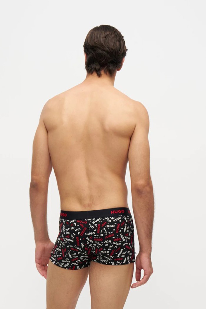 Hugo ανδρικά βαμβακερά 3pack boxers σε τρία διαφορετικά σχέδια, σε κόκκινο και μαύρο χρώμα 50532550-649