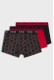 Hugo ανδρικά βαμβακερά 3pack boxers σε κόκκινο και μαύρο χρώμα, με καρδούλα στο σχέδιο,κανονική γραμμή. 95%cotton 5%elastane 50532550-969