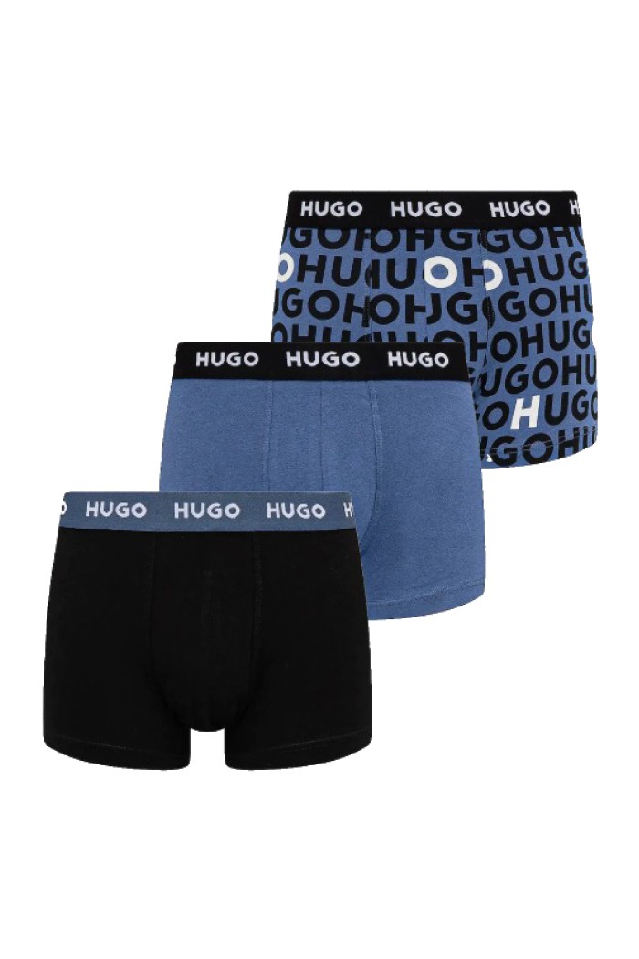 Hugo ανδρικά βαμβακερά 3pack boxers σε μαύρο και μπλε χρώμα 50532550-976