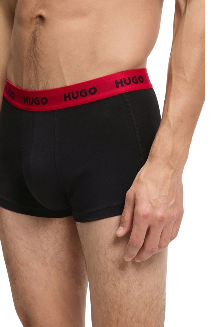 Hugo ανδρικά boxers 3pack σε μαύρο χρώμα με διαφορερικό λάστιχο 95%cotton 5%elastane 50532611-010