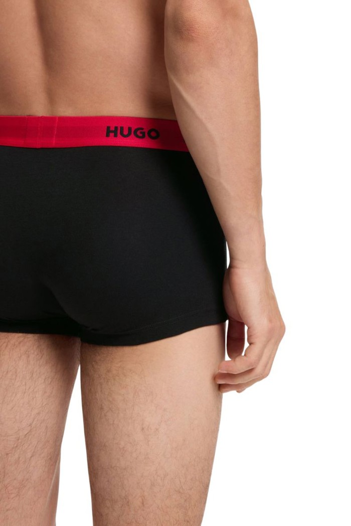 Hugo ανδρικά boxers 3pack σε μαύρο χρώμα με διαφορερικό λάστιχο 95%cotton 5%elastane 50532611-010