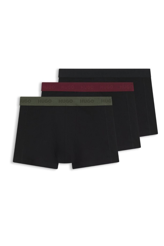 Hugo ανδρικά boxers 3pack σε μαύρο χρώμα με διαφορερικό λάστιχο 95%cotton 5%elastane 50532611-019