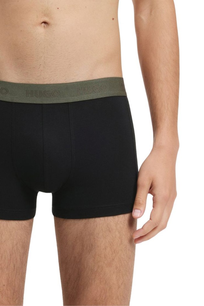 Hugo ανδρικά boxers 3pack σε μαύρο χρώμα με διαφορερικό λάστιχο 95%cotton 5%elastane 50532611-019