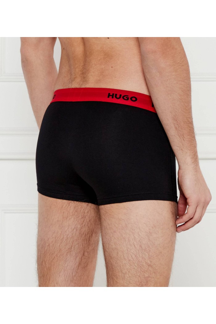 Hugo ανδρικά βαμβακερά 3pack boxers σε μαύρο χρώμα με διαφορετικό χρώμα στο λάστιχο 50532611-982