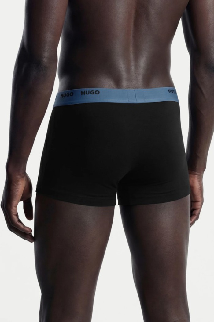 Hugo ανδρικά βαμβακερά 5pack boxers σε μαύρο χρώμα με διαφορετικό χρώμα στο λάστιχο, κανονική γραμμή 95%cotton 5%elastane 50532619-963