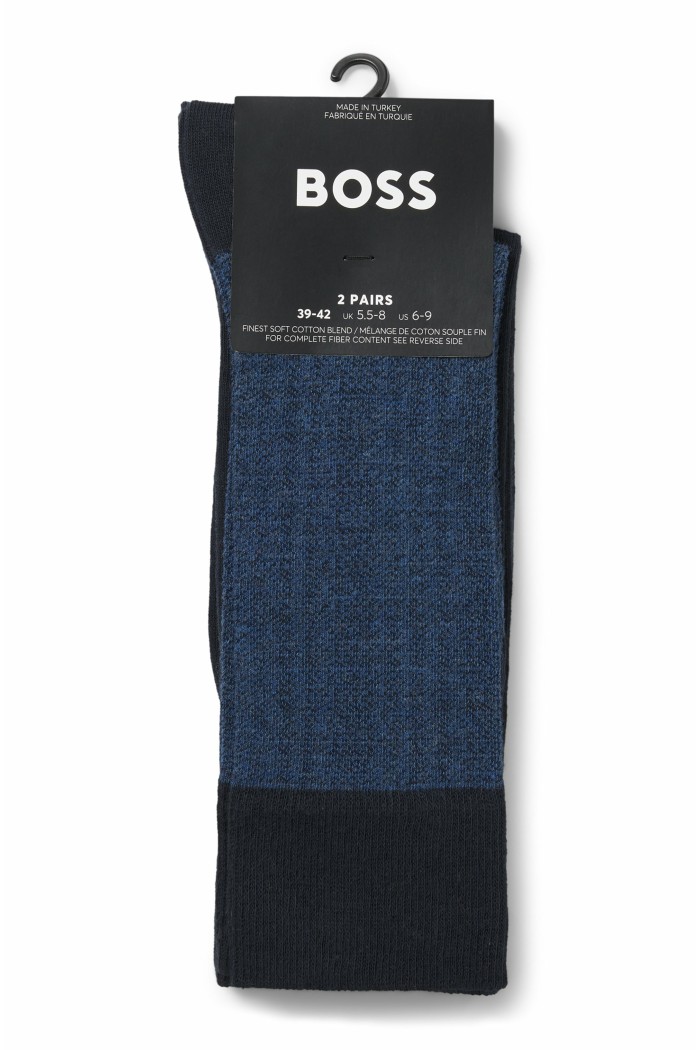 Boss ανδρικές ψηλές κάλτσες 2pack σε δύο διαφορετικά σχέδια, σκ.μπλε χρώμα 50543561-401