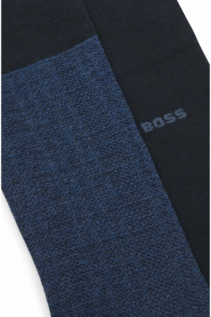 Boss ανδρικές ψηλές κάλτσες 2pack σε δύο διαφορετικά σχέδια, σκ.μπλε χρώμα 50543561-401