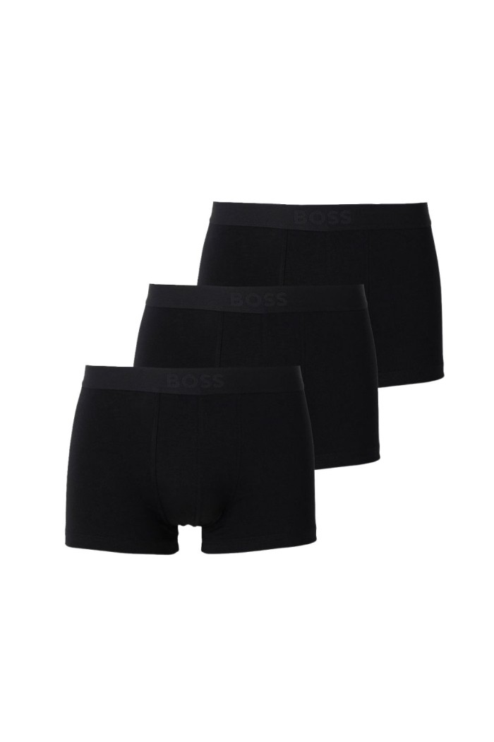 Boss ανδρικά boxers 3pack σε μαύρο χρώμα με μαύρο λάστιχο, κανονική γραμμή 95%cotton 5%elastane 50544263-002
