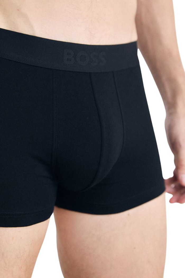 Boss ανδρικά boxers 3pack σε μαύρο χρώμα με μαύρο λάστιχο, κανονική γραμμή 95%cotton 5%elastane 50544263-002