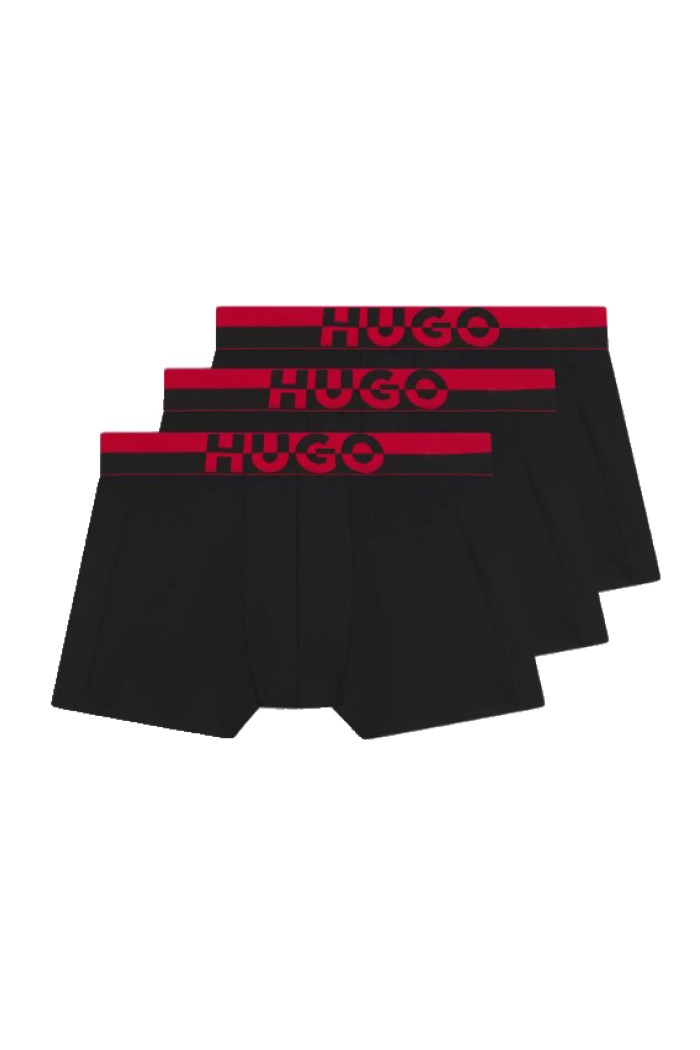 Hugo ανδρικά βαμβακερά 3pack boxers σε μαύρο χρώμα με μαύρο και κόκκινο λάστιχα 50545667-001