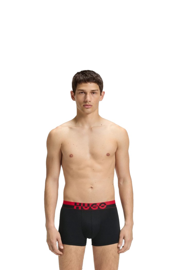 Hugo ανδρικά βαμβακερά 3pack boxers σε μαύρο χρώμα με μαύρο και κόκκινο λάστιχα 50545667-001