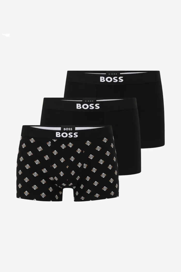 Boss ανδρικά boxers 3pack σε μαύρο χρώμα με μαύρο λάστιχο,κανονική γραμμή 95%cotton 5%elastane (organic cotton) 50549832-979