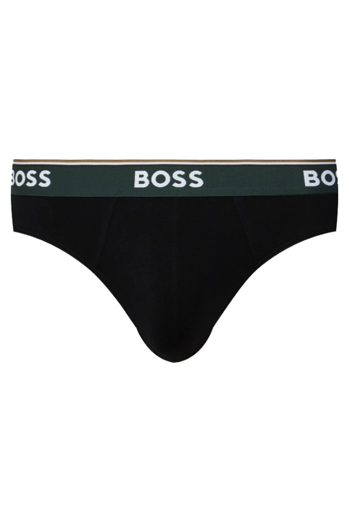 Boss ανδρικά βαμβακερά slip 3pack σε μαύρο χρώμα με διαφορετικό χρώμα λάστιχο 50554683-008
