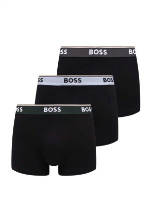 Boss ανδρικά boxers 3pack σε μαύρο χρώμα με διαφορετικό χρώμα στο λάστιχο, κανονική γραμμή 95%cotton 5%elastane 50554693-966