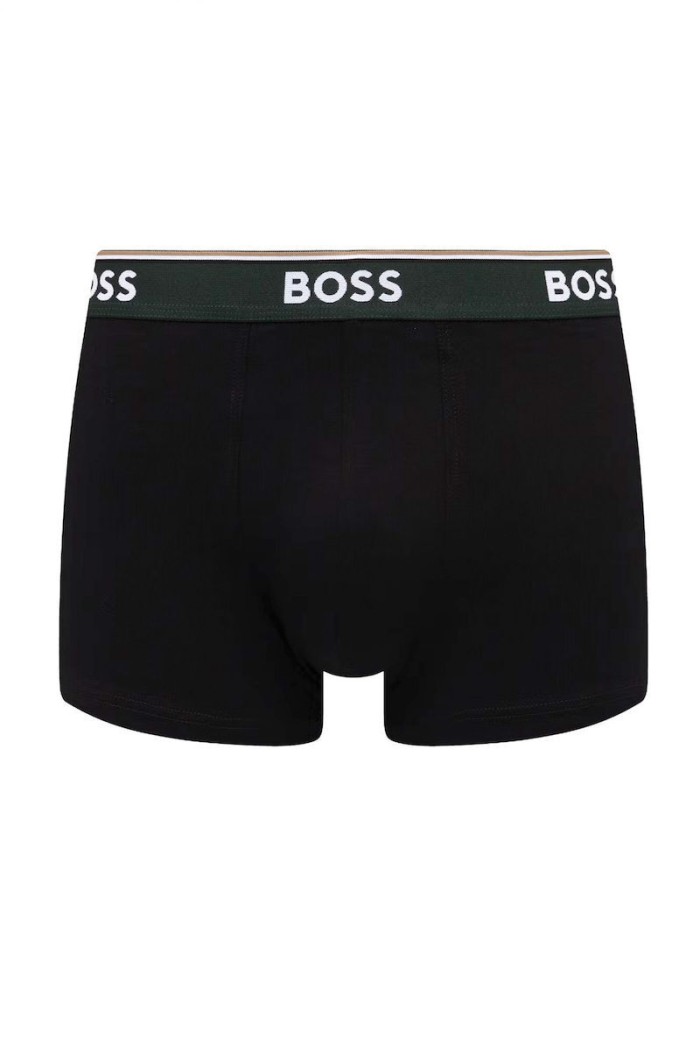 Boss ανδρικά boxers 3pack σε μαύρο χρώμα με διαφορετικό χρώμα στο λάστιχο, κανονική γραμμή 95%cotton 5%elastane 50554693-966